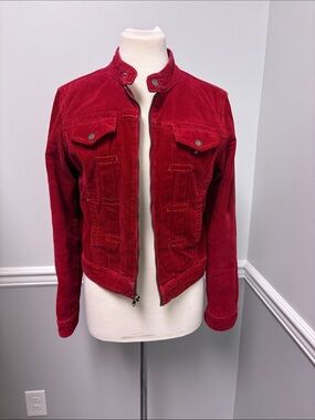Tommy Hilfiger Red Corduroy Zip Jacket